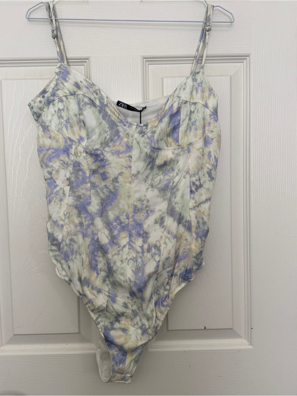 Zara Pastel Tie-Dye Sweetheart Bodysuit - Lavender, Cream, Gray